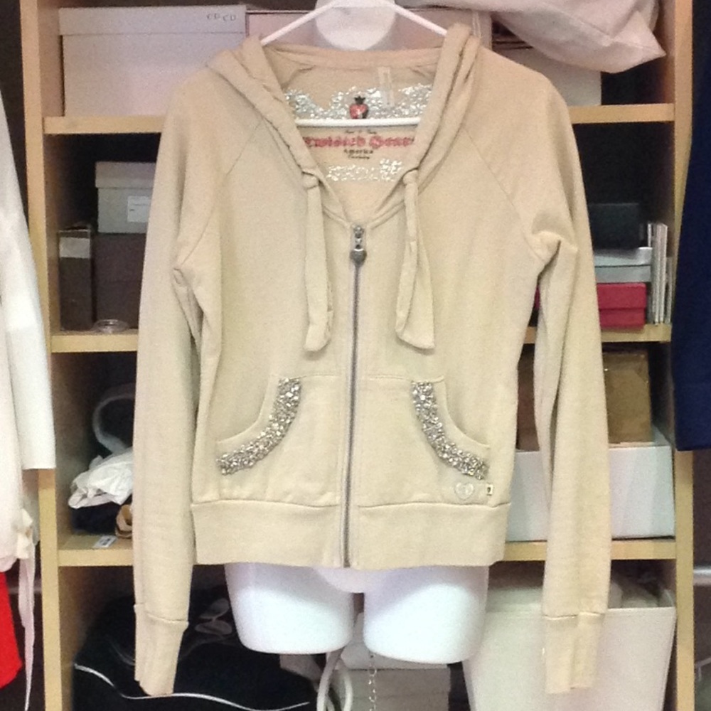 Tan TWISTED HEART Jacket Rhinestones